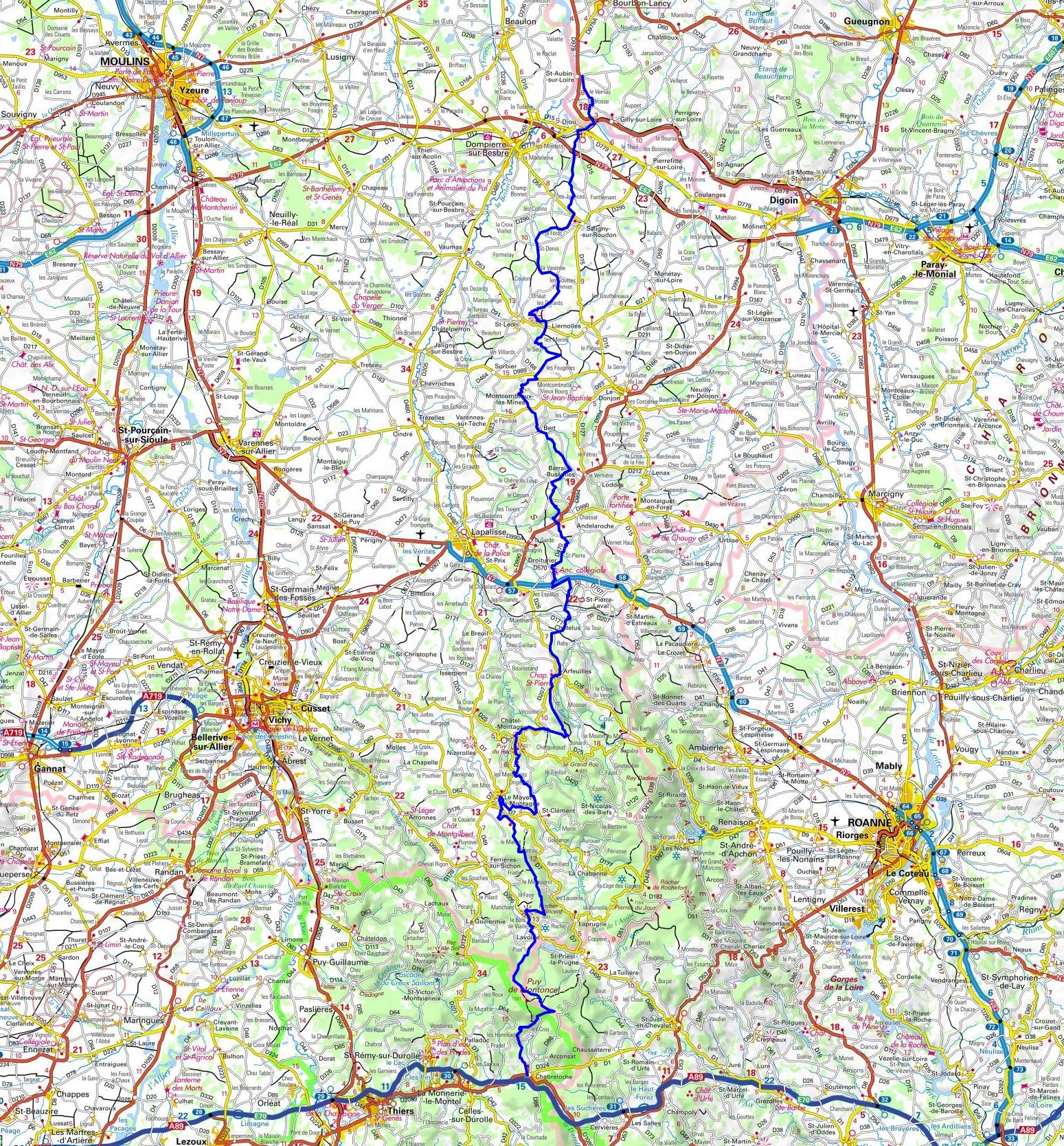 GR3 Hiking from Chabreloche (Puy-de-Dome) to St Aubin-sur-Loire (Saone-et-Loire) 1