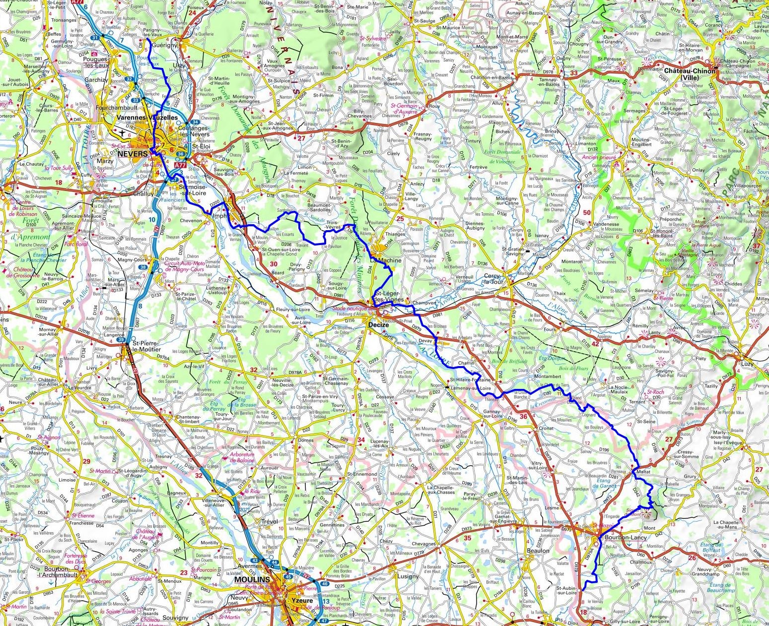 GR3 Hiking from St Aubin-sur-Loire (Saone-et-Loire) to Parigny-les-Vaux (Nievre) 1