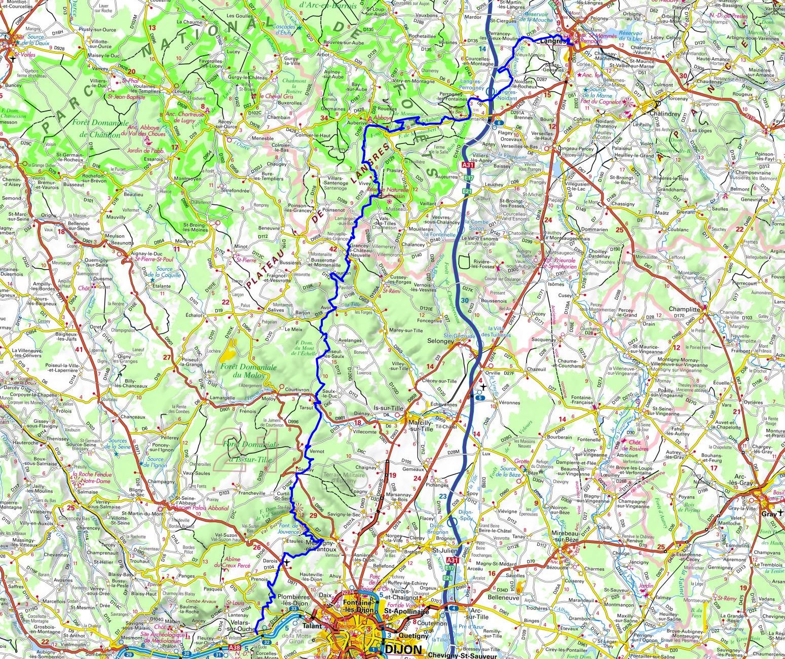 GR7 Randonnée de Langres (Haute-Marne) à Velars-sur-Ouche (Côte d'Or) 1