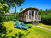 View of the tents and accommodations set in the heart of Sarthe's nature