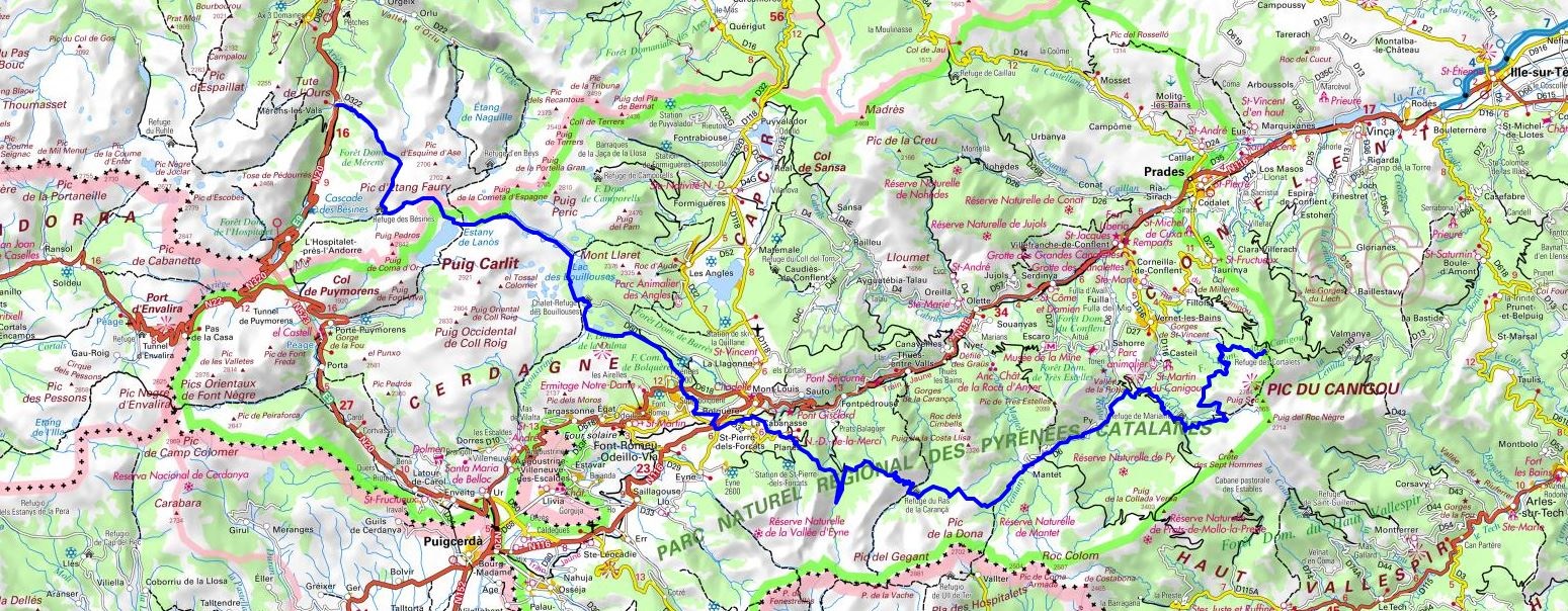GR10 Hiking from Merens-les-Vals (Ariege) to Ras-dels-Cortalets (Pyrenees-Orientales)