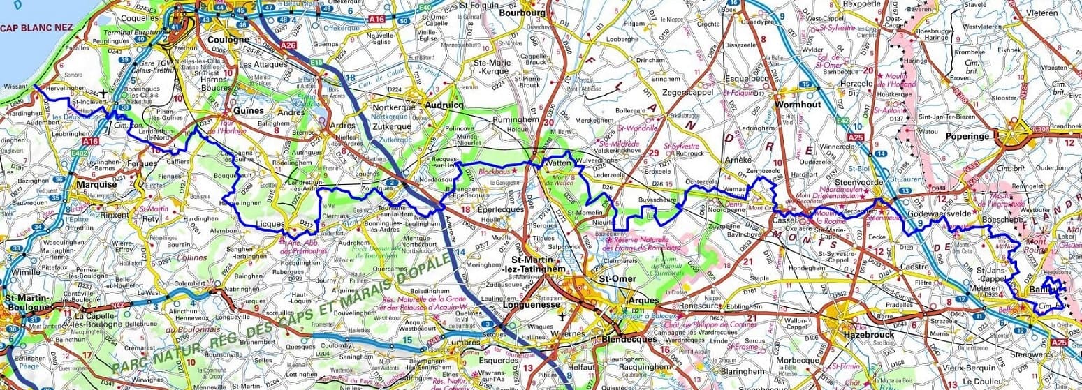 GR128 Hiking from Wissant (Pas-de-Calais) to Bailleul (Nord) 1
