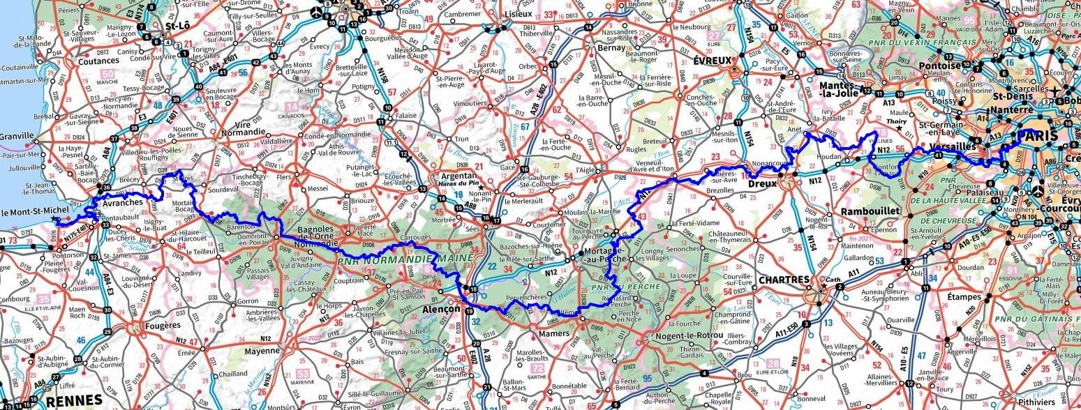 GR22 Mont Saint-Michel trail. Walking from Paris (Ile de France) to Mont-Saint-Michel (Manche) 1