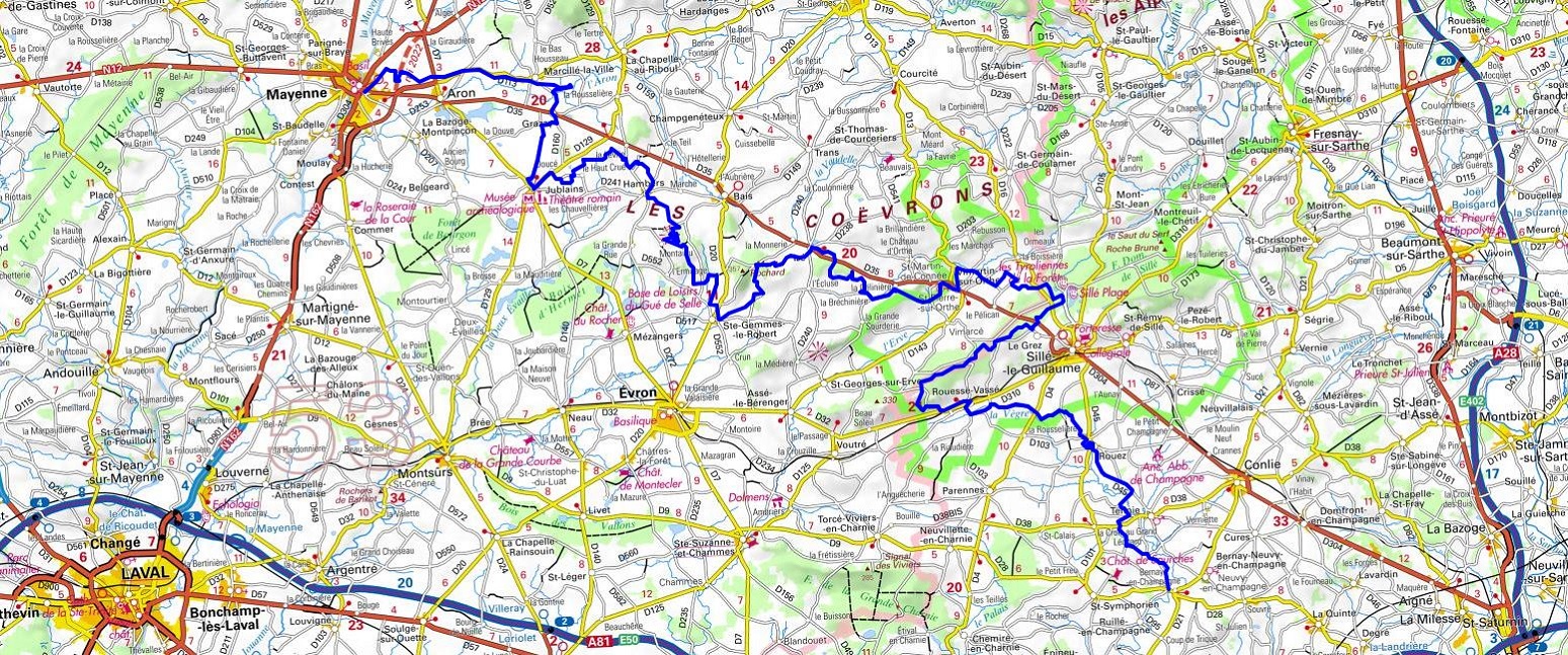 GR�5 Hiking from Mayenne (Mayenne) to Bernay-en-Champagne (Sarthe) 1