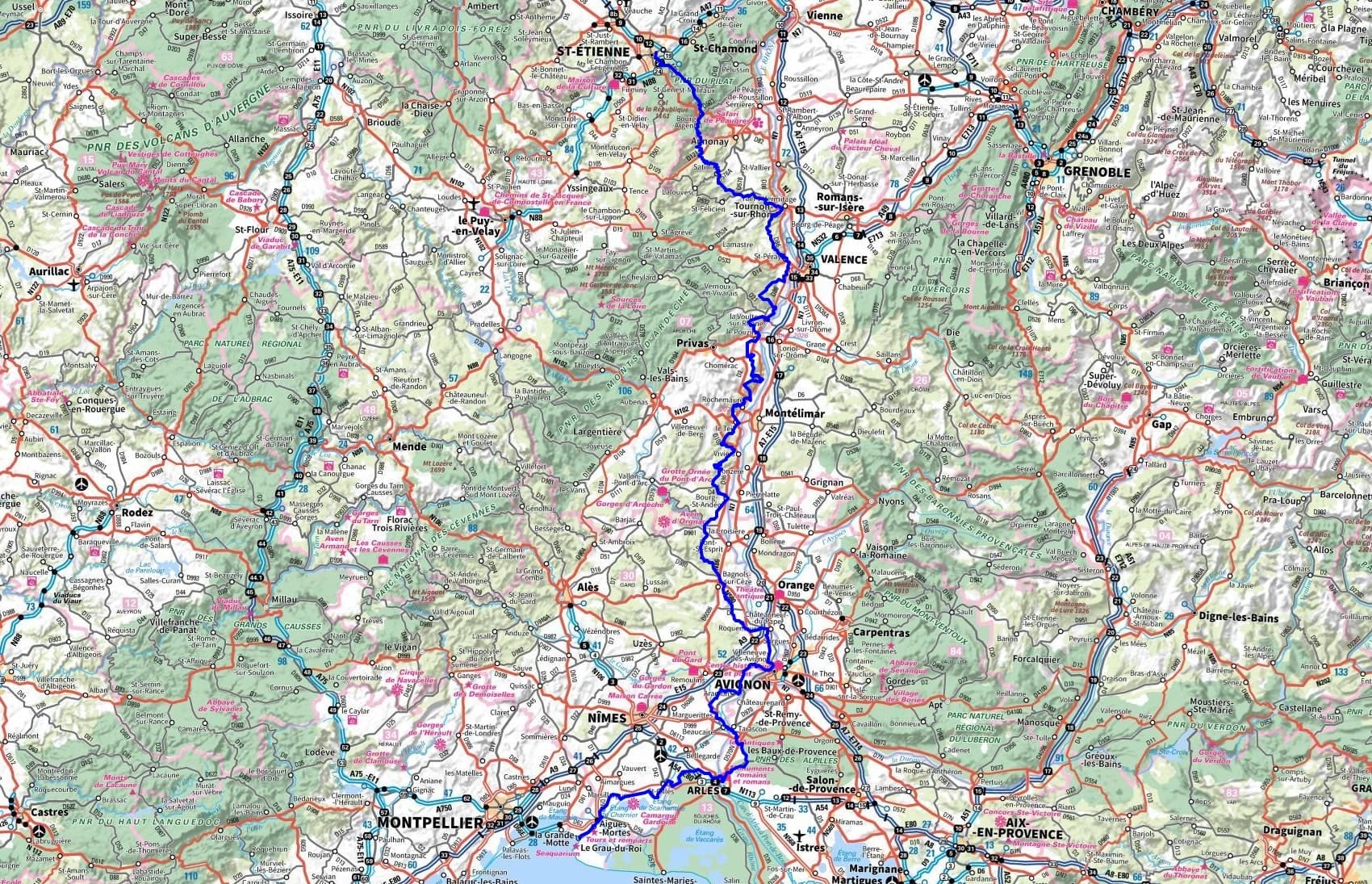 GR42 Hiking from St Etienne (Loire) to Le Grau-du-Roi (Gard) 1