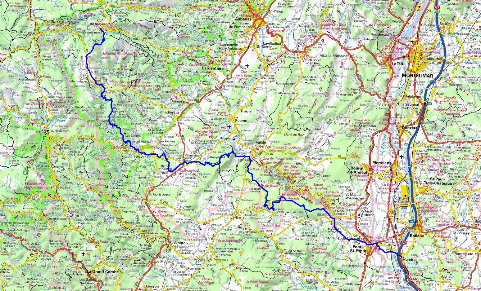 GR4 Randonnée de Loubaresse (Ardèche) à Mondragon (Vaucluse) 1