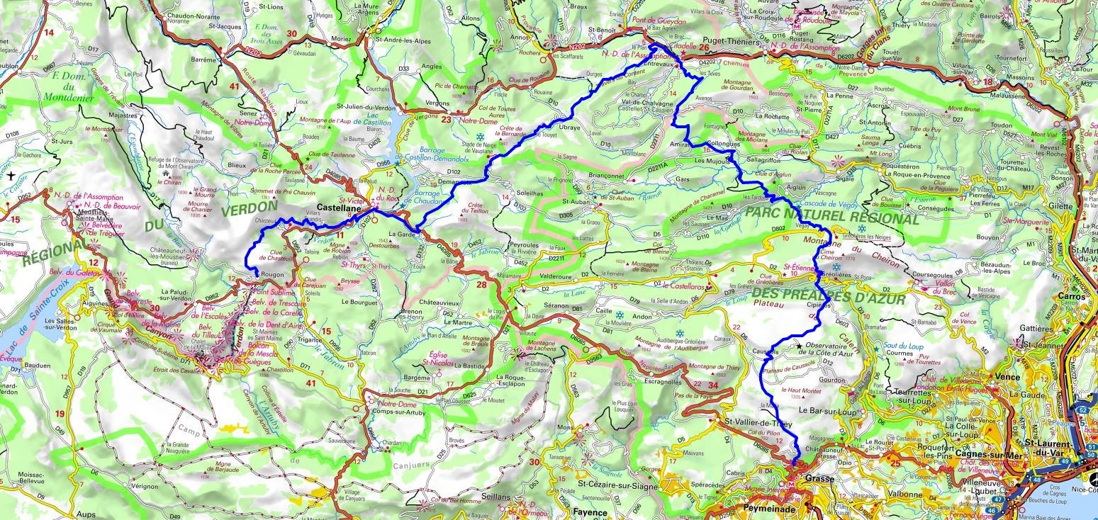 GR4 Randonnée de Rougon (Alpes-de-Haute-Provence) à Grasse (Alpes-Maritimes) 1