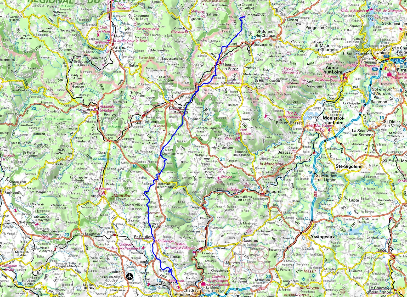 Carte IGN du GR765 OUEST