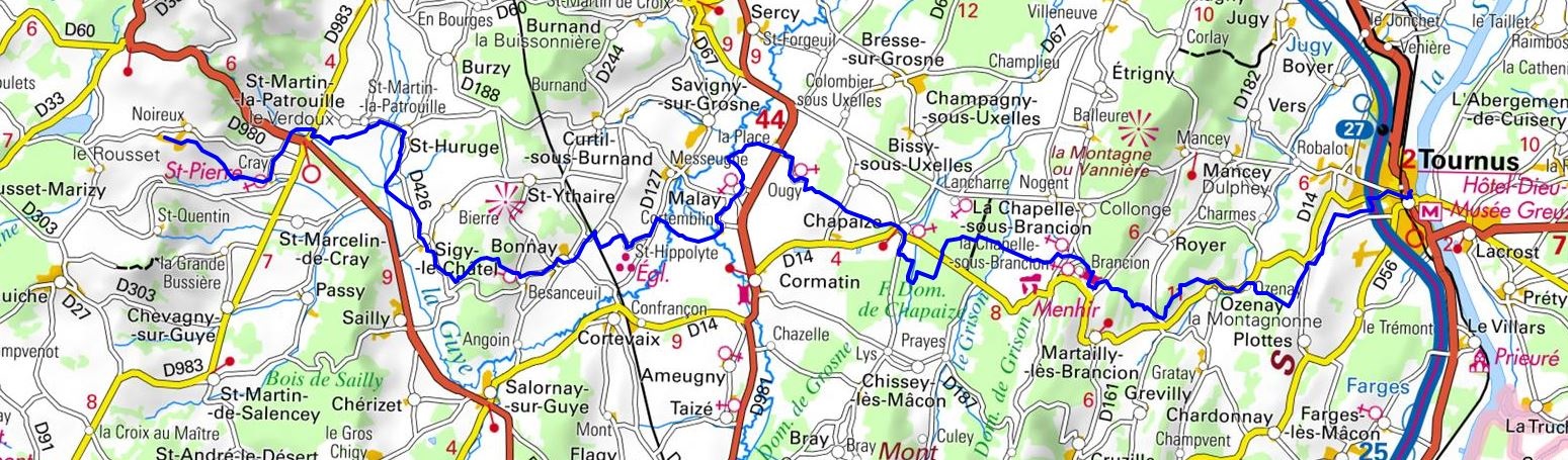 GR®76B Randonnée du Martrat (Le Rousset) à Tournus (Saône-et-Loire) 1