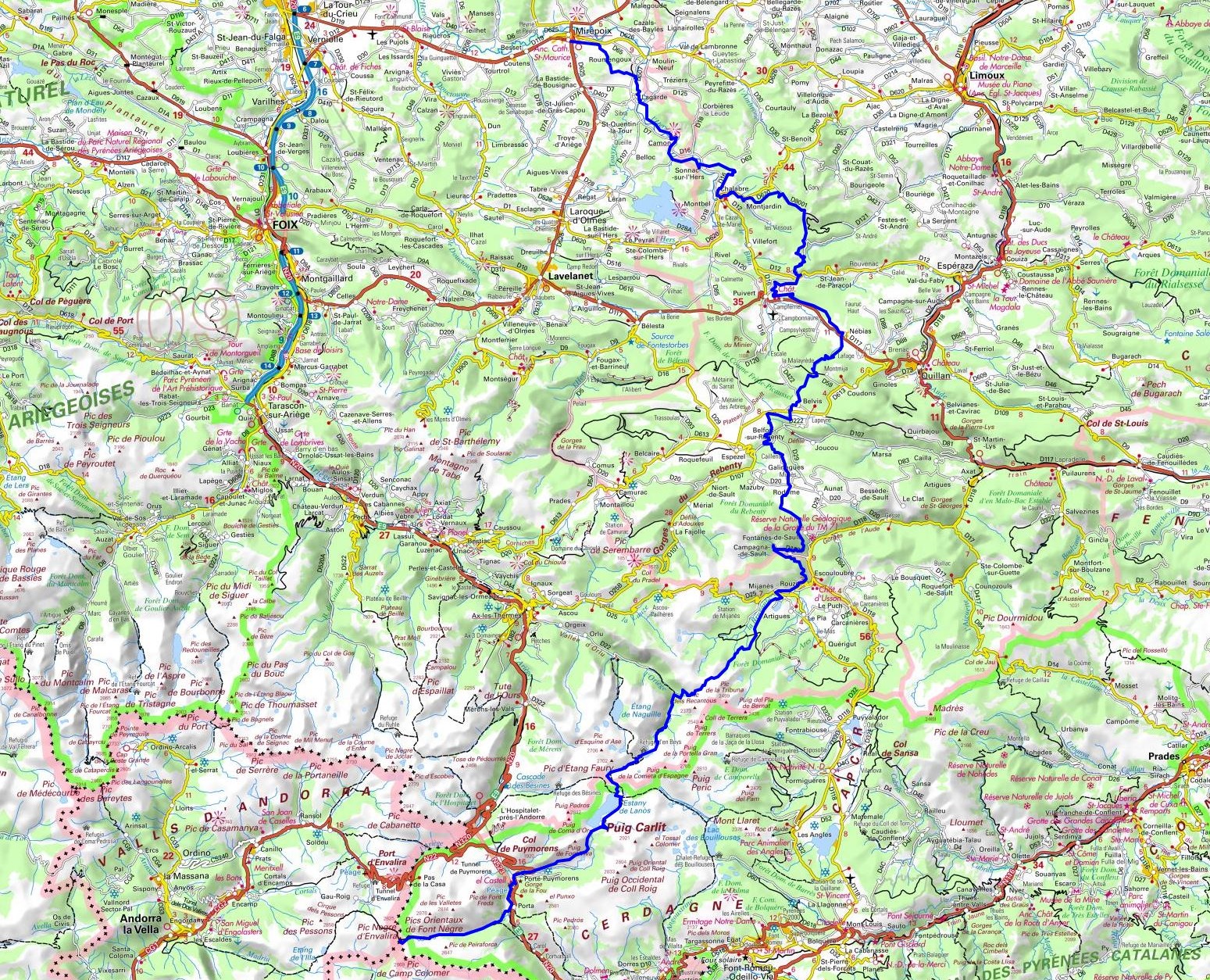 GR7 Randonnée de Mirepoix (Ariège) à Portella Blanca d'Andorra (France-Espagne)